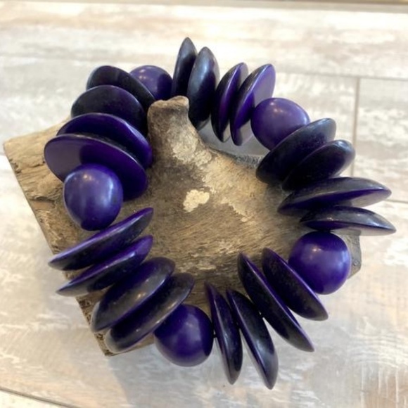 Bracelet Chunky Tagua Nuts PURPLE - Picture 3 of 9